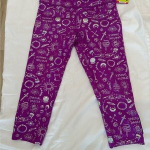 Purple Zumba Capri Bottoms with Fun Print size Small NWT